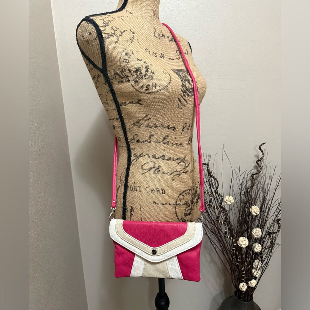 Grace Adele Pink and White Crossbody Bag